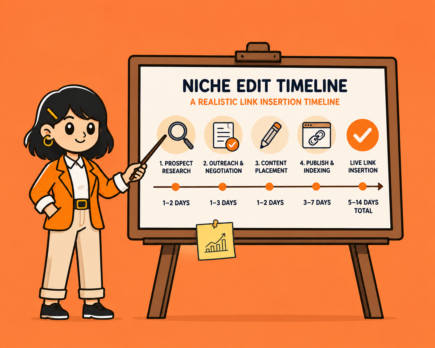 Niche edit timeline for a realistic link insertion process